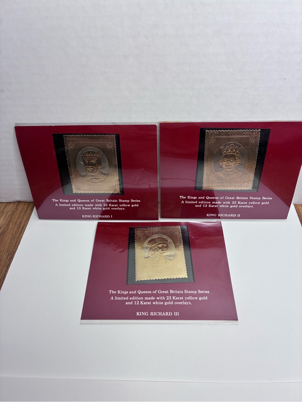 King Richard I, II, And III Great Britain Stamps Bundle 23K Gold And 12K White.